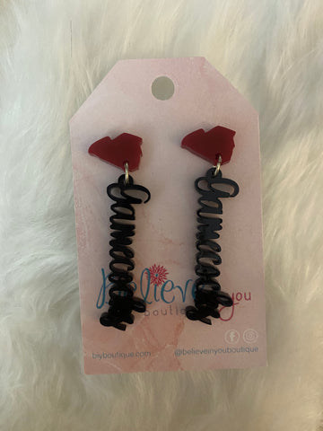 Gamecock Acrylic Script Earrings