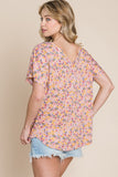 Peach Floral Print Top