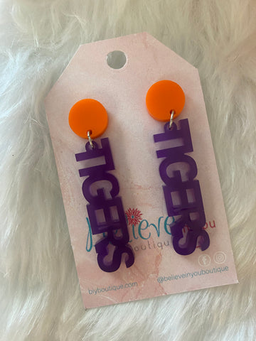 Clemson Block Earrings