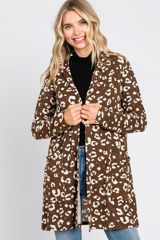 Leopard Print Hooded Cardigan