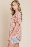 Peach Floral Print Top