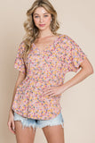 Peach Floral Print Top