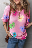 Floral Textured Puff Sleeve Top
