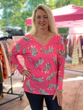 Tiger Print V-Neck Loose Top