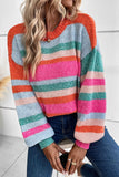 Pink Stripe Puff Sleeve Sweater