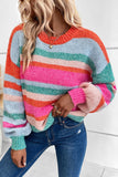 Pink Stripe Puff Sleeve Sweater