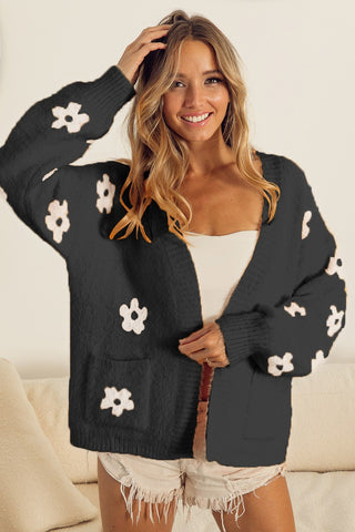 Black and Ivory Flower Cardigan
