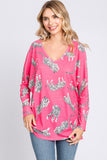 Tiger Print V-Neck Loose Top