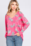 Tiger Print V-Neck Loose Top