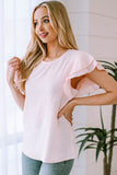 Pink Tiered Ruffle Sleeve Blouse