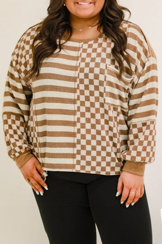 Stripe Checker Casual Top