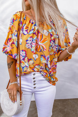 Yellow Floral Print Blouse