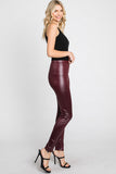 Maroon Faux Leather Leggings