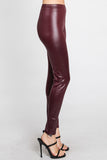 Maroon Faux Leather Leggings