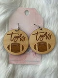 Clemson Tiger Engraved Wood Earrings