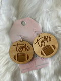Clemson Tiger Engraved Wood Earrings