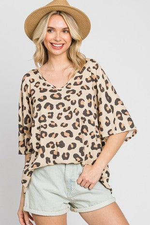 Leopard Print Dolman Sleeve Top