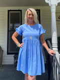 Sky Blue Ruffle Sleeve Dress