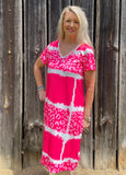 Pink Leopard Print Colorblock Dress