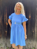 Sky Blue Ruffle Sleeve Dress