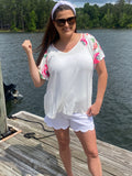 Ivory Floral Flare Sleeve Top