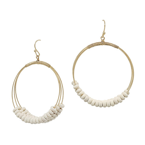White Beaded Hoop Earring