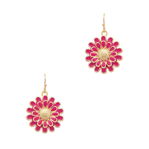 Pink Crystal Flower Earrings