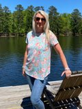 Mint/Coral Floral Poly/Cotton Tshirt