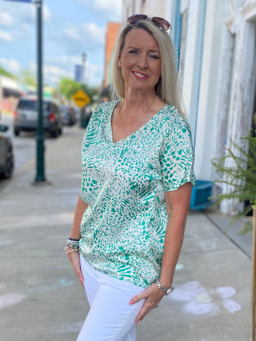 Green Animal Print Tunic