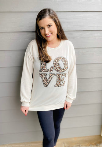 "LOVE" Animal Print Top